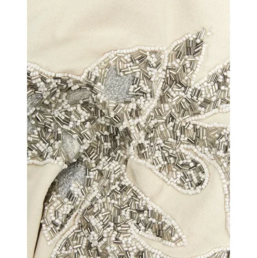 Federa Arredo Beige Ricamata Con Ornamenti Natalizi Deer