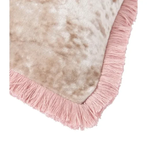 Federa Arredo In Velluto Beige Con Frange Cyrus