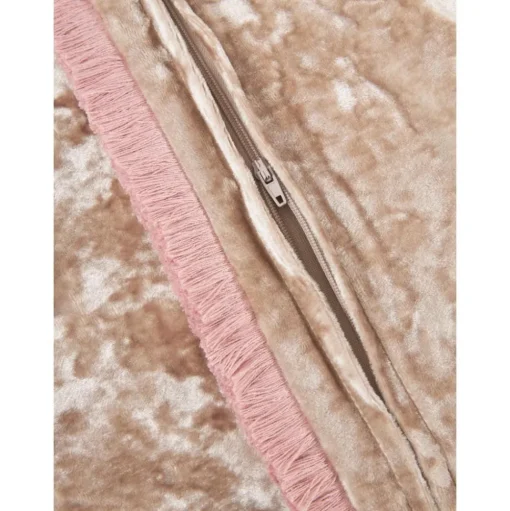 Federa Arredo In Velluto Beige Con Frange Cyrus