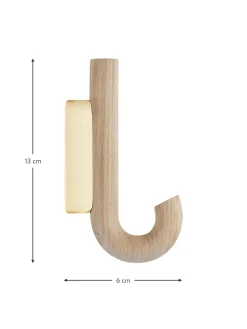 Gancio Da Parete In Legno Di Quercia Umbrella, In Diverse Dimensioni