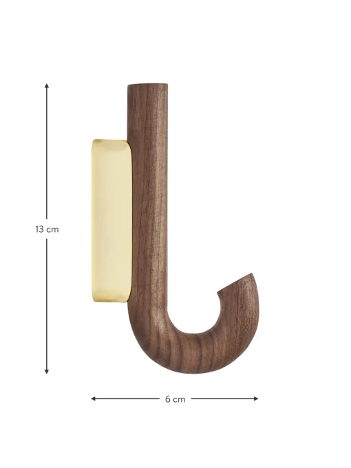 Gancio Da Parete In Legno Di Noce Umbrella, In Diverse Dimensioni
