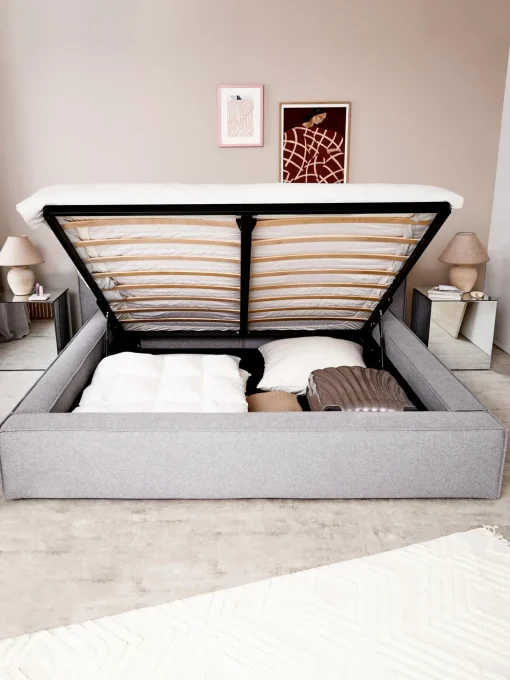 Letto Imbottito Con Contenitore Lennon