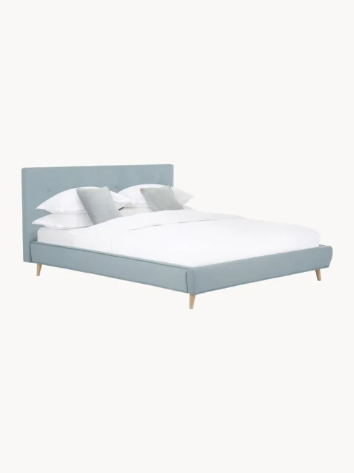 Letto Imbottito Con Piedini In Legno Moon