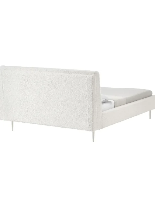 Letto Imbottito In Tessuto Teddy Bianco Layla