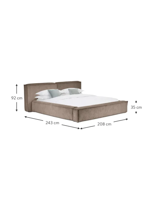 Letto Imbottito In Velluto A Coste Con Contenitore Lennon