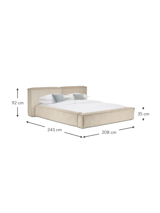 Letto Imbottito In Velluto A Coste Con Contenitore Lennon