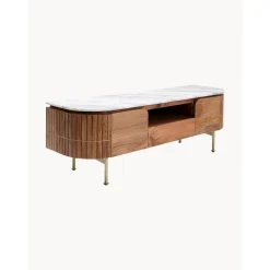 Mobile Tv Fatto A Mano In Legno Di Mango Con Piano In Marmo Grace