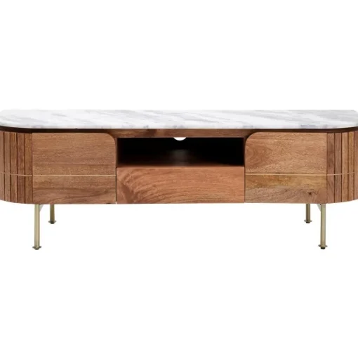 Mobile Tv Fatto A Mano In Legno Di Mango Con Piano In Marmo Grace