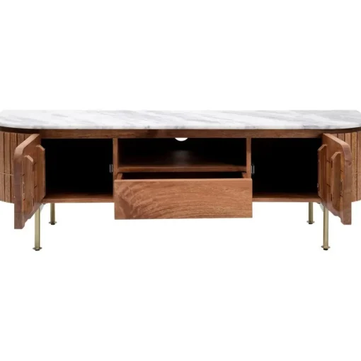 Mobile Tv Fatto A Mano In Legno Di Mango Con Piano In Marmo Grace