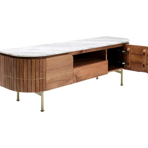 Mobile Tv Fatto A Mano In Legno Di Mango Con Piano In Marmo Grace