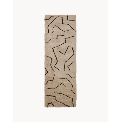 Passatoia A Pelo Lungo Color Taupe Taftata A Mano Davin