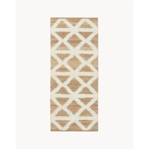Passatoia In Juta Intrecciata A Mano Beige/Bianco Crema Malea