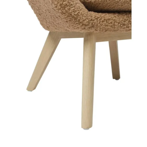 Poltrona In Teddy Con Gambe In Legno Wing