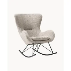 Poltrona In Teddy Grigio Con Gambe In Metallo Wing