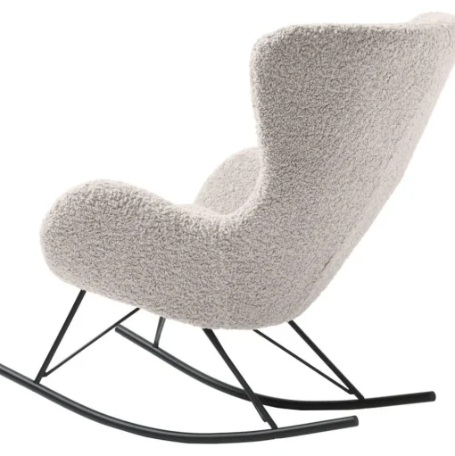 Poltrona In Teddy Grigio Con Gambe In Metallo Wing