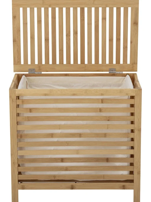 Portabiancheria In Bambu Con Inserto In Tessuto Aden