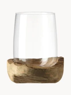 Portacandela Fatto A Mano Con Base In Teak Terra
