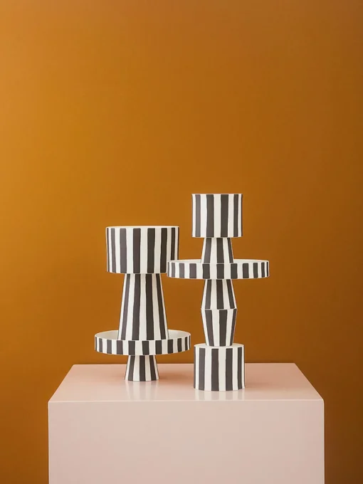 Portavaso A Strisce In Ceramica Fatto A Mano Toppu