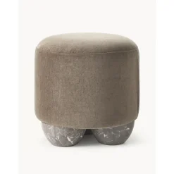 Pouf Imbottito In Tessuto Lino