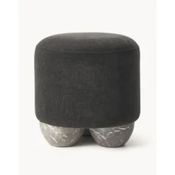Pouf Imbottito In Tessuto Lino