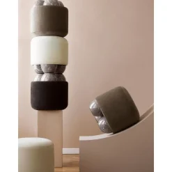 Pouf Imbottito In Tessuto Lino
