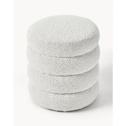 Pouf In Tessuto Boucle Alto