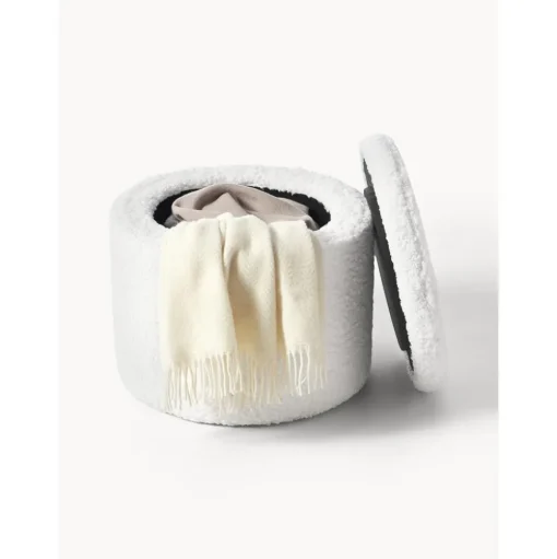 Pouf In Tessuto Teddy Con Vano Contenitore Alida