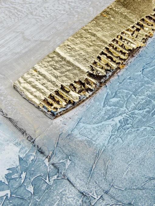 Quadro Su Tela Dipinto A Mano Golden Blue Ii