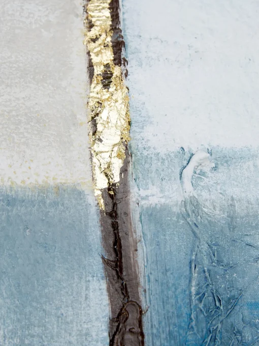 Quadro Su Tela Dipinto A Mano Golden Blue Ii