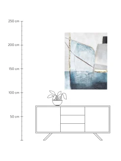Quadro Su Tela Dipinto A Mano Golden Blue Ii
