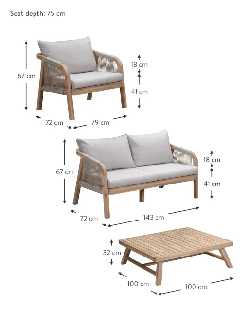 Salotto Da Giardino In Legno Di Acacia Lu 4 Pz