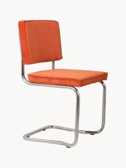 Sedia Cantilever In Velluto A Coste Kink