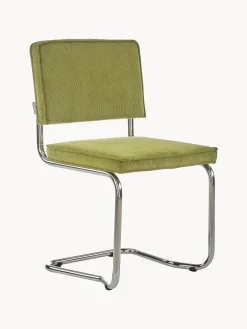 Sedia Cantilever In Velluto A Coste Kink