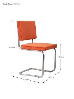 Sedia Cantilever In Velluto A Coste Kink