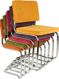 Sedia Cantilever In Velluto A Coste Kink