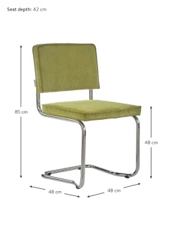 Sedia Cantilever In Velluto A Coste Kink