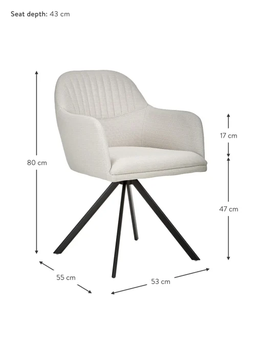 Sedia Con Braccioli Girevole Imbottita Lola