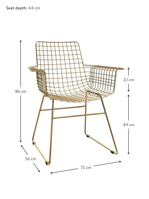 Sedia Con Braccioli In Metallo Wire