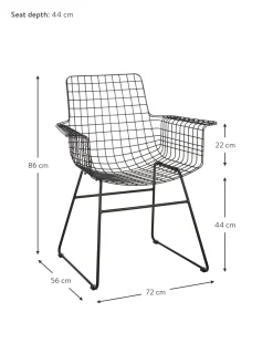 Sedia Con Braccioli In Metallo Wire