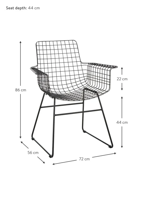 Sedia Con Braccioli In Metallo Wire