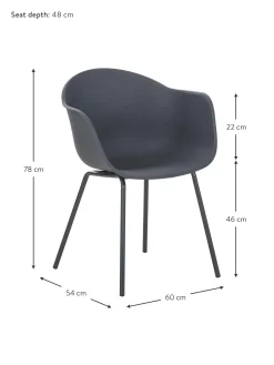 Sedia Con Braccioli In Plastica Con Gambe In Metallo Claire