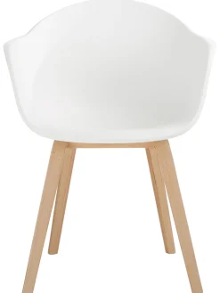 Sedia Con Braccioli In Plastica Con Gambe In Legno Claire