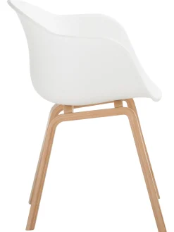 Sedia Con Braccioli In Plastica Con Gambe In Legno Claire