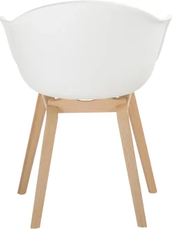 Sedia Con Braccioli In Plastica Con Gambe In Legno Claire