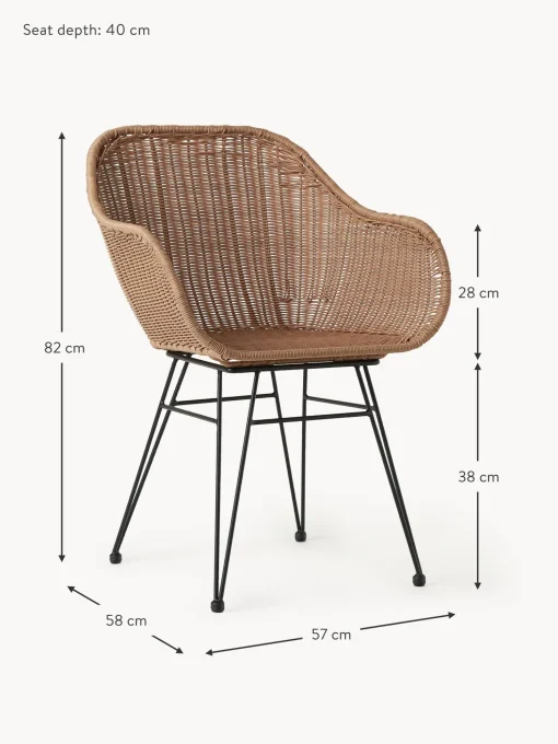 Sedia Con Braccioli In Polirattan Costa 2 Pz