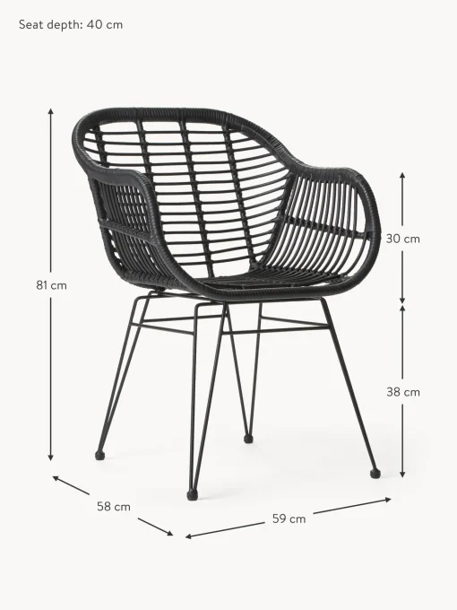 Sedia Con Braccioli In Polirattan Costa 2 Pz