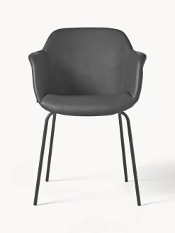 Sedia Con Braccioli In Similpelle Con Seduta Stretta Fiji