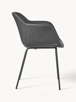 Sedia Con Braccioli In Similpelle Con Seduta Stretta Fiji