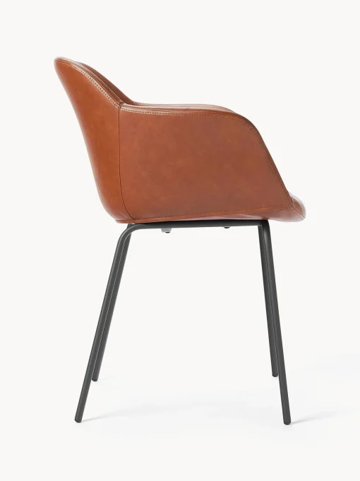 Sedia Con Braccioli In Similpelle Con Seduta Stretta Fiji