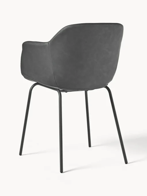 Sedia Con Braccioli In Similpelle Con Seduta Stretta Fiji